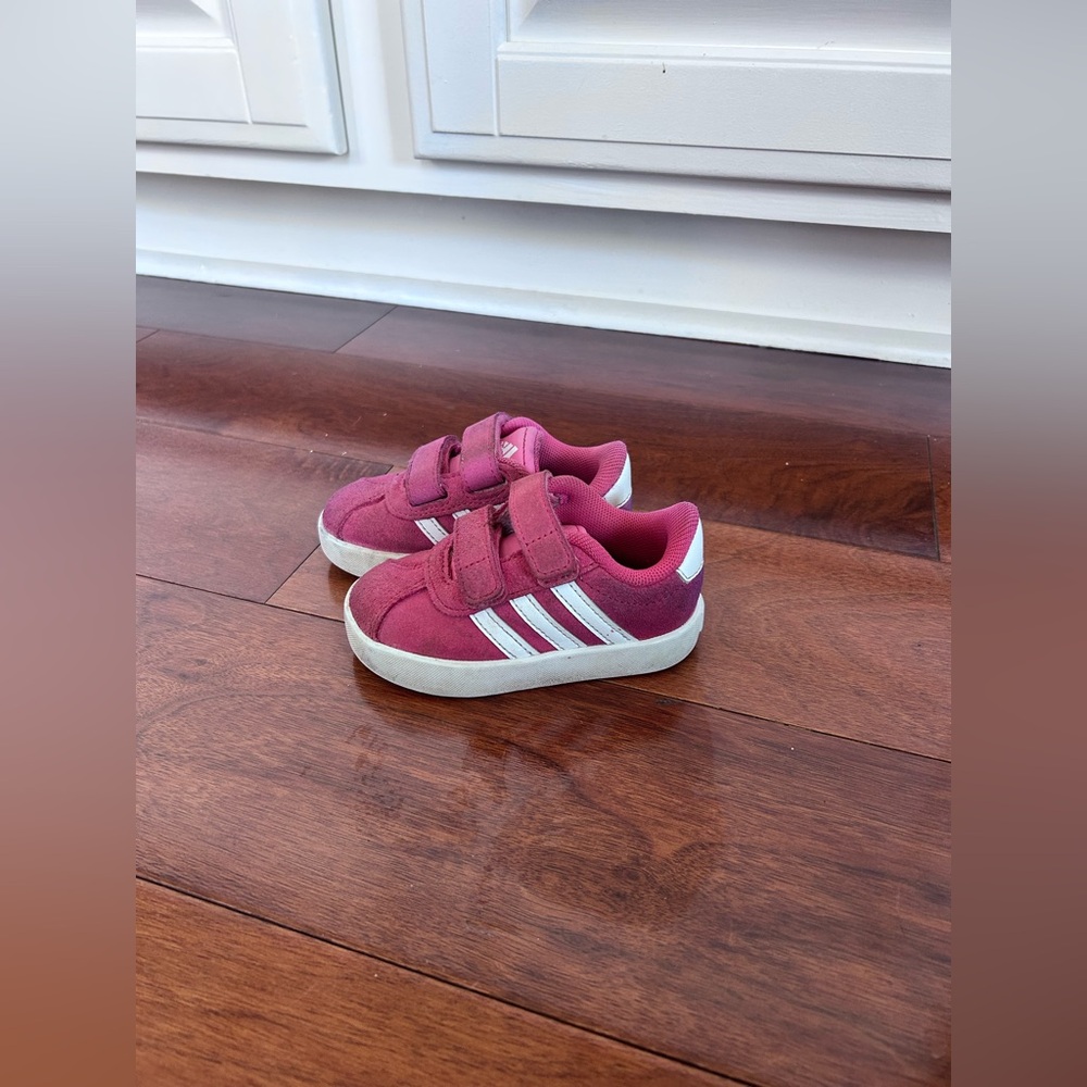Adidas baby toddler $55 sneakers size 5 pink suede shoes
